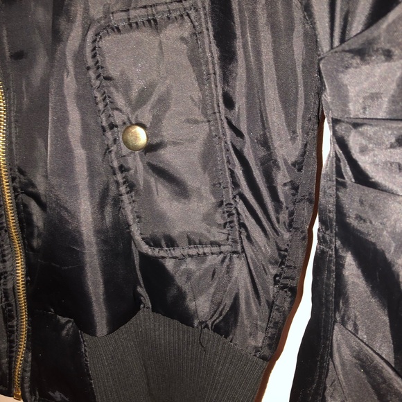 Black Zip Bomber Jacket (with pockets) - Picture 5 of 5